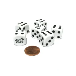 Dice>Set of 6 Horse 16mm D6 Round Edged Animal Dice - White with Black Pips - Your Source for Gaming Essentials