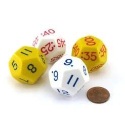 Dice>Set of 4 Jumbo D12 Elapsed Time Educational Dice - 2 Each of Yellow and White - Your Source for Gaming Essentials
