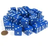Dice>Set of 50 Large 19mm D6 Opaque Dice - Blue with White Pips - Your Source for Gaming Essentials