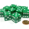 Dice>Set of 10 Large Six Sided Square Opaque 19mm D6 Dice - Green with White Pips - Your Source for Gaming Essentials