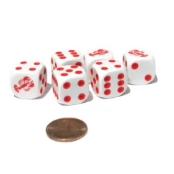 Dice>Set of 6 Lobster 16mm D6 Round Edged Animal Dice - White with Red Pips - Your Source for Gaming Essentials