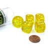 Dice>Set of 5 16mm D6 Glow In the Dark Spots Dice in Tube - Yellow - Your Source for Gaming Essentials