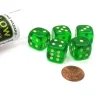 Dice>Set of 5 16mm D6 Glow In the Dark Spots Dice in Tube - Green - Your Source for Gaming Essentials