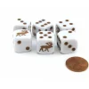 Dice>Set of 6 16mm D6 Round Edge Koplow Games Elk Dice - White with Brown - Your Source for Gaming Essentials