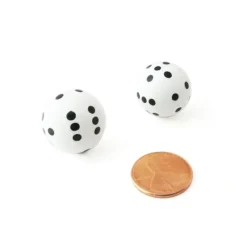 Dice>Set of 2 22mm Round Circular Circle Dice, Weighted - White with Black Pips - Your Source for Gaming Essentials