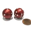 Dice>Set of 2 22mm Round Dice, Weighted to Display Number - Burgundy with White Pips - Your Source for Gaming Essentials