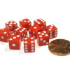 Dice>Set of 10 8mm Six-Sided D6 Small Square-Edge Dice - Red with White Pips - Your Source for Gaming Essentials
