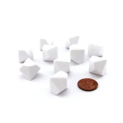 Dice>Set of 10 Opaque 10-Sided D10 White 16mm Blank Dice - Your Source for Gaming Essentials