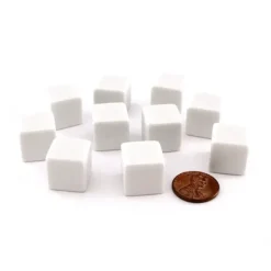 Dice>Set of 10 Opaque 6-Sided D6 White 16mm Blank Dice - Your Source for Gaming Essentials
