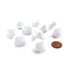 Dice>Set of 10 Opaque 20-Sided D20 White 20mm Blank Dice - Your Source for Gaming Essentials