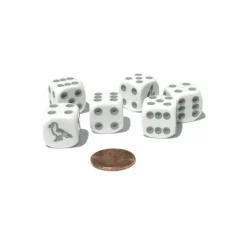 Dice>Set of 6 Seagull 16mm D6 Round Edged Animal Dice - White with Gray Pips - Your Source for Gaming Essentials