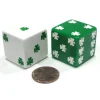 Dice>Set of 2 Shamrock D6 25mm Large Opaque Jumbo Dice - 1 White and 1 Green - Your Source for Gaming Essentials