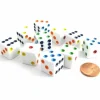 Dice>Set of 10 Six Sided D6 16mm Standard Dice Die - White with Multi-Color Pips - Your Source for Gaming Essentials