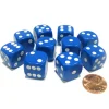 Dice>Set of 10 Six Sided Round Corner Opaque 16mm D6 Dice - Blue with White Pips - Your Source for Gaming Essentials