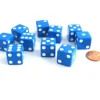 Dice>Set of 10 Six Sided Square Opaque 16mm D6 Dice - Blue with White Pip Die - Your Source for Gaming Essentials