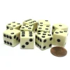 Dice>Set of 10 Six Sided Square Opaque 16mm D6 Dice - Ivory with Black Pip Die - Your Source for Gaming Essentials