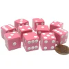 Dice>Set of 10 Six Sided Square Opaque 16mm D6 Dice - Pink with White Pip Die - Your Source for Gaming Essentials