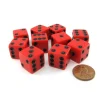 Dice>Set of 10 Six Sided Square Opaque 16mm D6 Dice - Red with Black Pip Die - Your Source for Gaming Essentials
