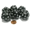 Dice>Set of 6 Triantakohedron D30 30 Sided 33mm Jumbo Dice - Black w White Numbers - Your Source for Gaming Essentials