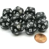 Dice>Set of 10 Twenty Sided 19mm D20 Opaque RPG Dice - Black with White Numbers Die - Your Source for Gaming Essentials