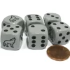 Dice>Set of 6 Wolf 16mm D6 Round Edged Animal Dice - Gray with Black Pips - Your Source for Gaming Essentials