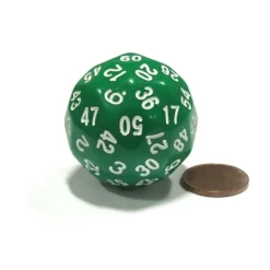 Dice>Sixty-Sided D60 35mm Large Gaming Dice - Green with White Numbers - Your Source for Gaming Essentials