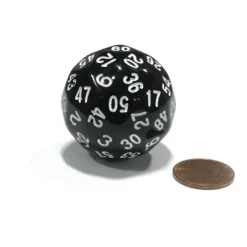Dice>Sixty-Sided D60 35mm Large Gaming Dice - Black with White Numbers - Your Source for Gaming Essentials