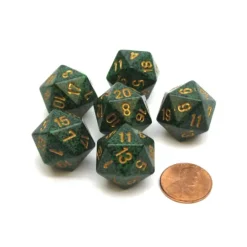 Dice>Speckled 20 Sided D20 Chessex Dice, 6 Pieces - Golden Recon - Your Source for Gaming Essentials