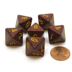Dice>Speckled 15mm 8 Sided D8 Chessex Dice, 6 Pieces - Mercury - Your Source for Gaming Essentials