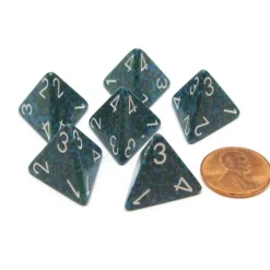 Dice>Speckled 18mm 4 Sided D4 Chessex Dice, 6 Pieces - Sea - Your Source for Gaming Essentials