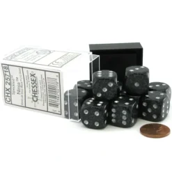 Dice>Speckled 16mm D6 Chessex Dice Block (12 Dice) - Ninja - Your Source for Gaming Essentials