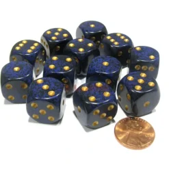Dice>Speckled 16mm D6 Chessex Dice Block (12 Dice) - Golden Cobalt - Your Source for Gaming Essentials