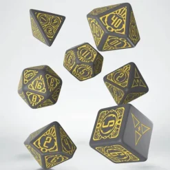 Dice>Starfinder Threefold Conspiracy 7-Die Polyhedral Dice Set - Gray with Yellow - Your Source for Gaming Essentials