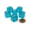 Dice>Translucent 15mm 6 Sided D6 Chessex Dice, 6 Pieces - Teal with White Numbers - Your Source for Gaming Essentials