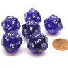 Dice-Translucent 20mm 20 Sided D20 Chessex Dice, 6 Pieces - Purple with White Numbers - Your Source for Gaming Essentials