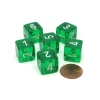 Dice>Translucent 15mm 6 Sided D6 Chessex Dice, 6 Pieces - Green with White Numbers - Your Source for Gaming Essentials
