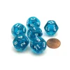 Dice-Translucent 18mm 12 Sided D12 Chessex Dice, 6 Pieces - Teal with White - Your Source for Gaming Essentials