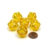 Dice>Translucent 20mm 20 Sided D20 Chessex Dice, 6 Pieces - Yellow with White Numbers - Your Source for Gaming Essentials