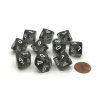 Dice-Translucent 16mm D10 (0-9) Chessex Dice, 10 Pieces - Smoke with White Numbers - Your Source for Gaming Essentials
