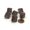 Dice>Translucent 16mm D10 (0-9) Chessex Dice, 6 Pieces - Smoke with Red Numbers - Your Source for Gaming Essentials
