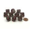 Dice-Translucent 16mm D10 (0-9) Chessex Dice, 10 Pieces - Smoke with Red Numbers - Your Source for Gaming Essentials