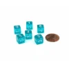 Dice-Translucent 9mm Mini 6 Sided D6 Dice, 6 Pieces - Teal with White Numbers - Your Source for Gaming Essentials