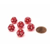 Dice>Translucent 12mm Mini 12 Sided D12 Dice, 6 Pieces - Red with White Numbers - Your Source for Gaming Essentials