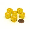 Dice>Translucent 15mm 6-Sided D6 Chessex Dice, 6 Pieces - Yellow with White Numbers - Your Source for Gaming Essentials