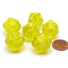 Dice-Translucent 18mm 20-Sided D10 Dice Numbered 0-9 Twice, 6 Pieces- Yellow - Your Source for Gaming Essentials