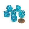 Dice-Translucent 16mm Tens D10 (00-90) Dice, 6 Pieces - Teal with White Numbers - Your Source for Gaming Essentials