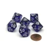 Dice-Translucent 16mm Tens D10 (00-90) Dice, 6 Pieces - Purple with White Numbers - Your Source for Gaming Essentials
