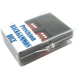 Dice-Transparent Precision Backgammon 5/8" Dice, 2 Die in Case - Red with White Pips - Your Source for Gaming Essentials