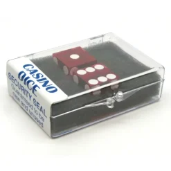 Dice-Transparent Precision Casino 3/4" Dice, 2 Pieces in Case - Red with White Pips - Your Source for Gaming Essentials