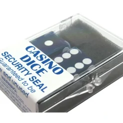 Dice-Transparent Precision Casino 3/4" Dice, 2 Pieces in Case - Blue with White Pips - Your Source for Gaming Essentials